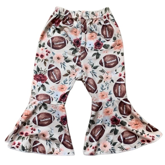 Football and Flowers Flare Leggings Infant Size 9-12 Months (80 CM) Floral - Picture 3 of 5